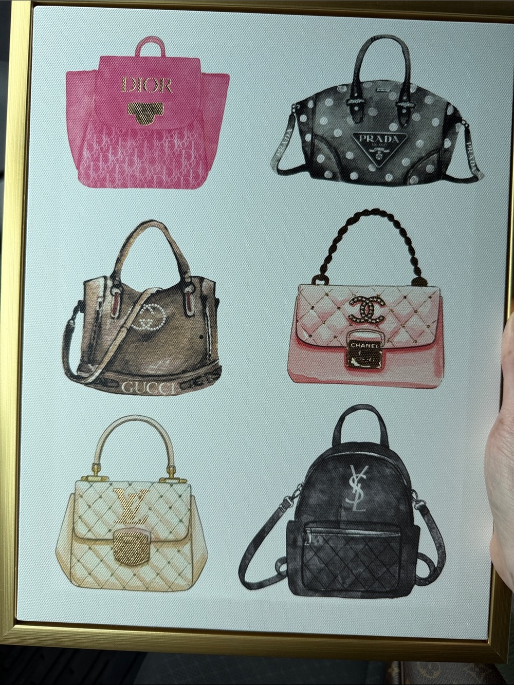 Luxury Licensed Art Frame Pink Quilted Top-Handle Bags Print - NWOT - Picture 3 of 6